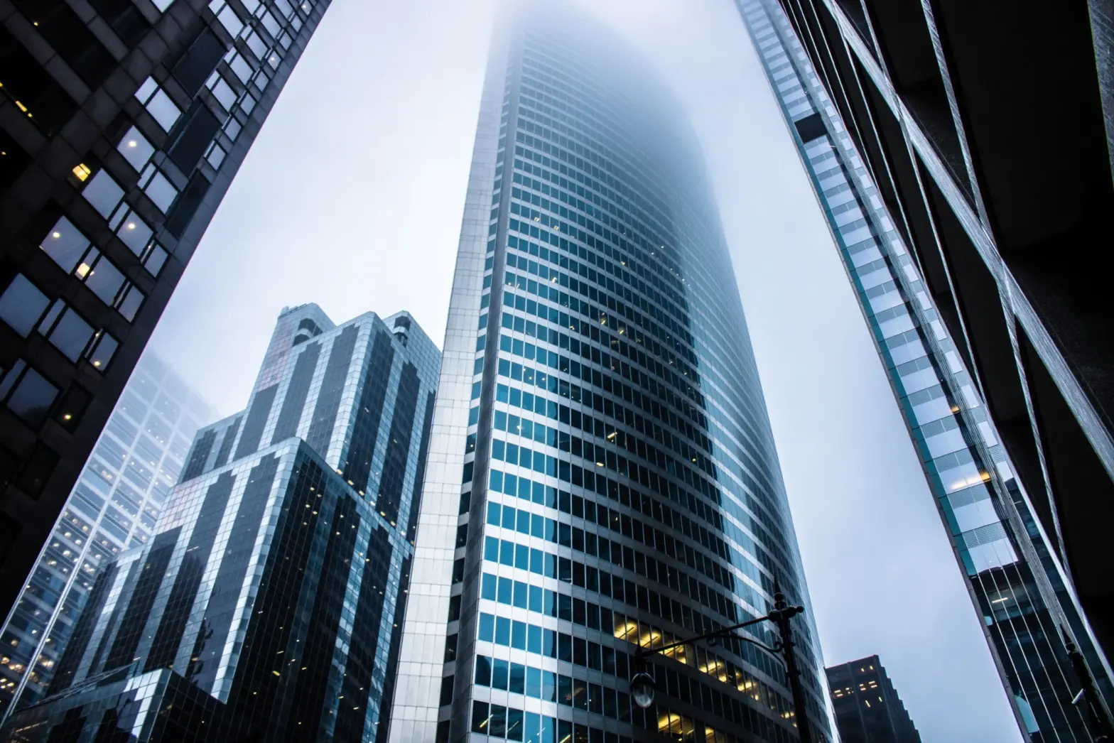Skyscrapers, representing the financial sector and the impact of ransomware attacks on large businesses