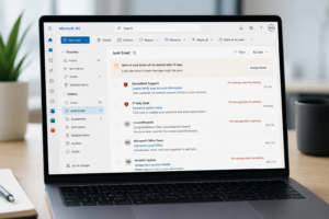 Modern email security dashboard identifying phishing and spam threats in Microsoft 365 inbox