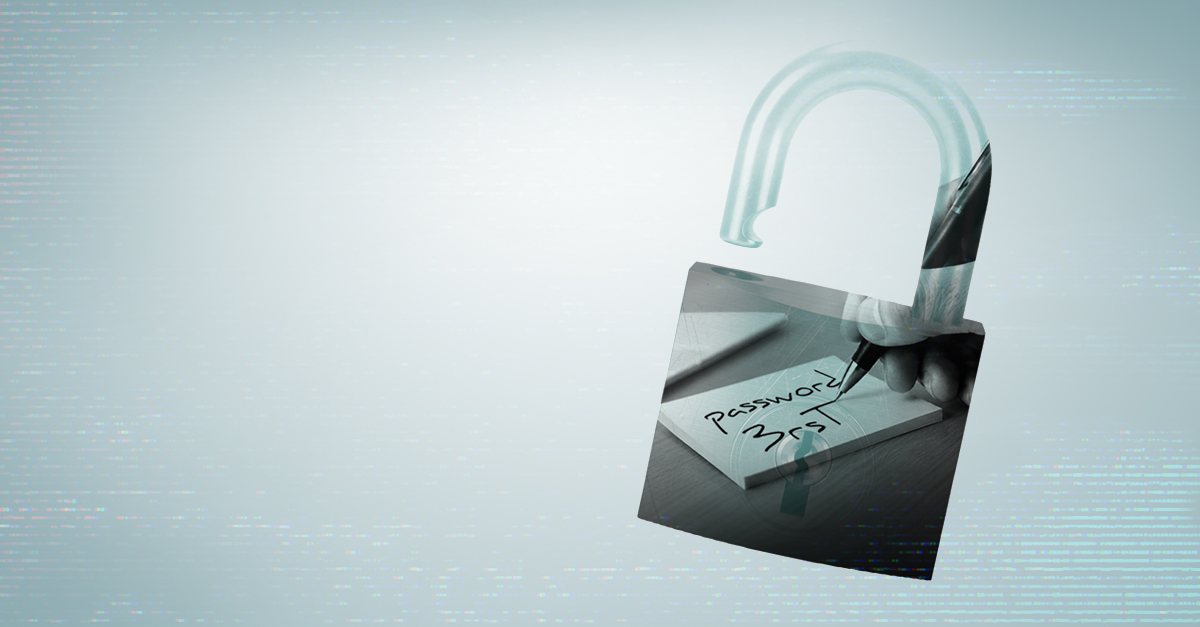 Insider cybersecurity threat represented by an unlocked password padlock