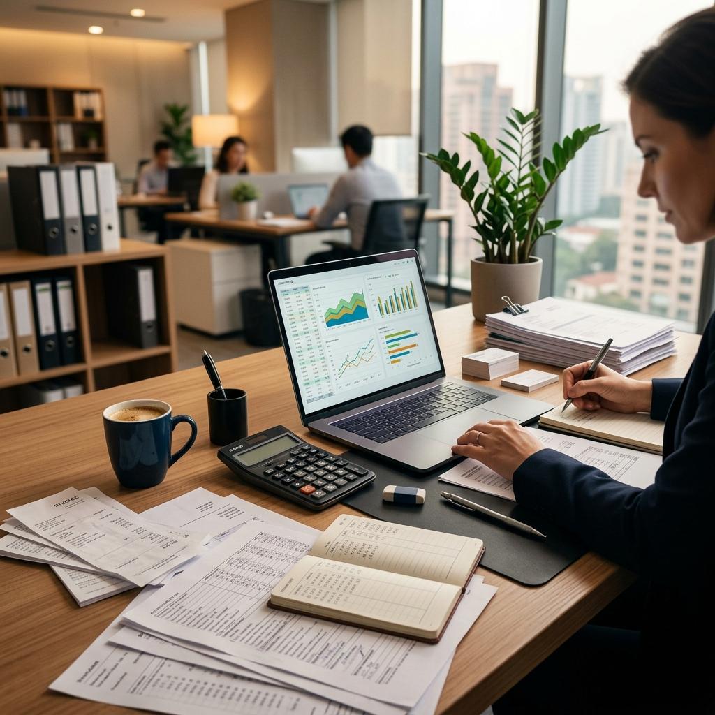 IT manager reviewing technology budgets and projected expenses to avoid common IT budgeting mistakes.